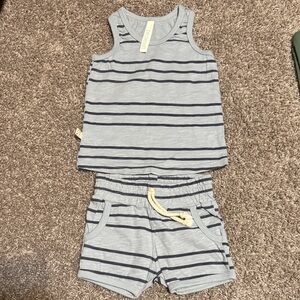Childhoods Clothing - Ringer Tank & Retro Short; Triple Stripe on Quarry - 2T